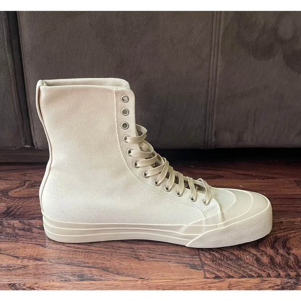 $895 NIB Bottega Veneta Beige Canvas Combat Boots Size 42(9)
